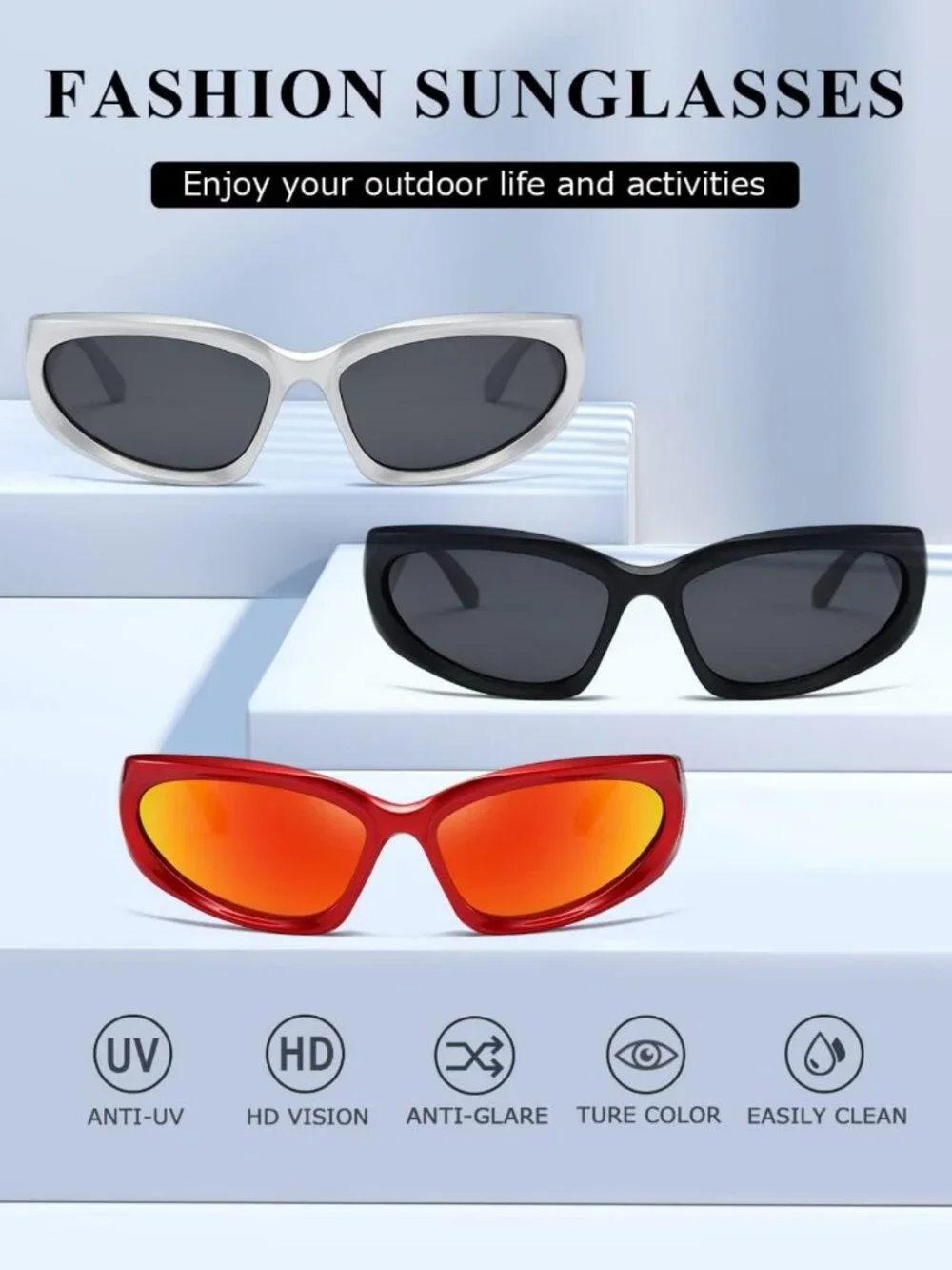 Y2K Oval Polarized Sunglasses for Men & Women | UV400 Protection, Sport Shades